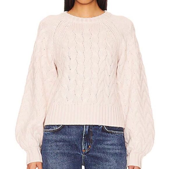 Equipment Sweaters - Equipment Stefania Wool Cable Knit Cropped Sweater in Cream | Size S